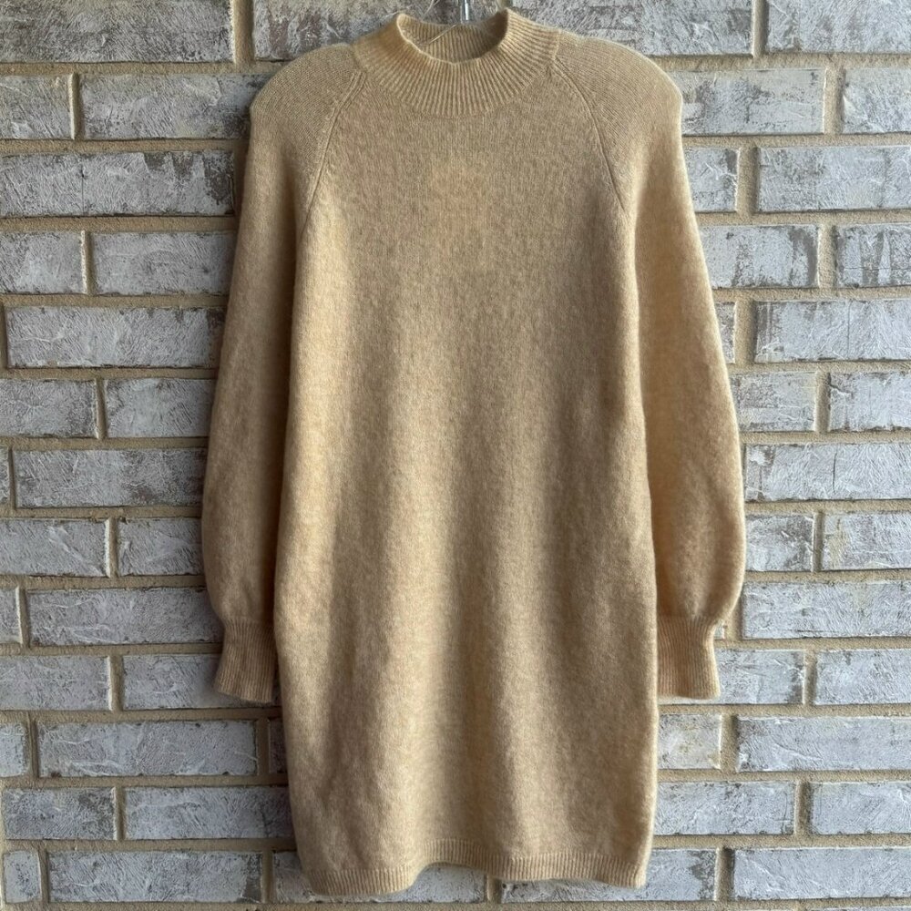 La Maille Sezane Long Sleeve Mock Neck Wool Blend Knit Sweater Dress Size XS